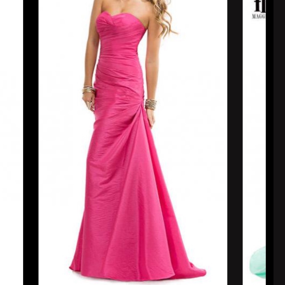 Pink strapless tafetta Maggie Sottero prom dress - Picture 5 of 6